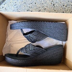 Sbicca Charcoal Woven Flip-Flops